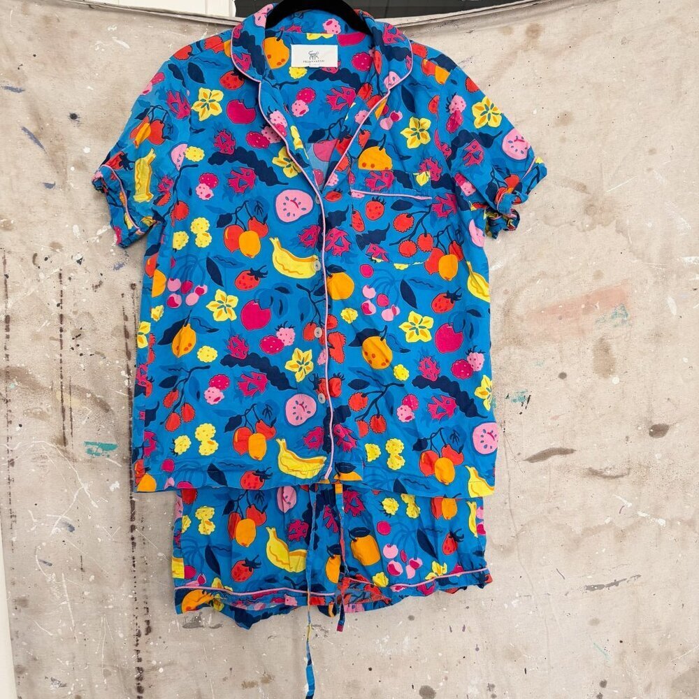 Printfresh Smoothie Time Short Sleeve Pajama Set, Tropical Blue - Picture 2 of 8